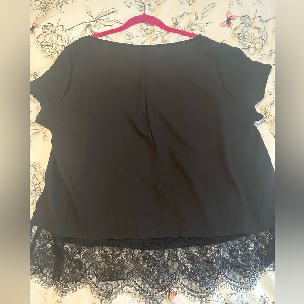 Torrid Black Blouse with Lace - Picture 3 of 3